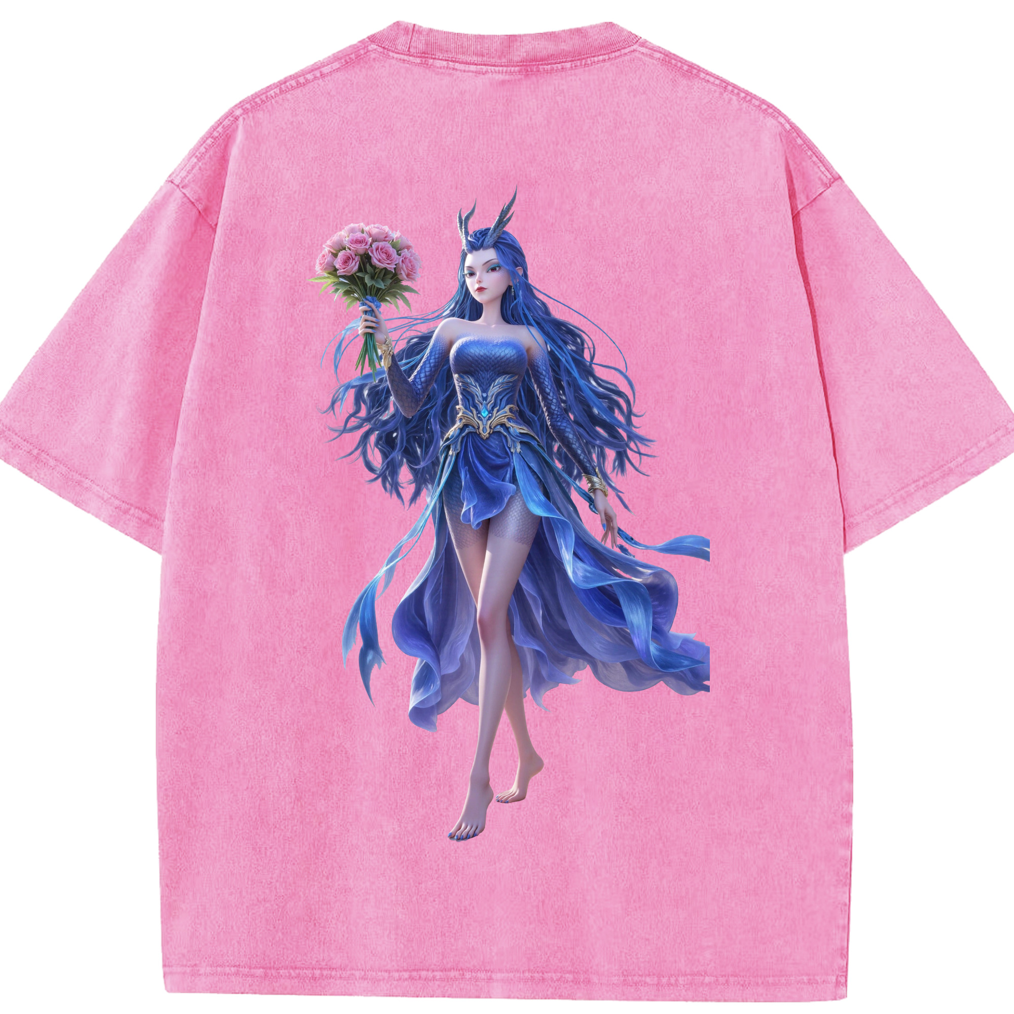 （画像用） Ne Zha 2 ナタ 魔童の大暴れ 綿100% ヴィンテージ風 半袖Tシャツ（背面プリント）